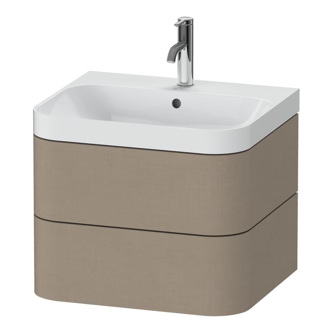 Duravit Happy D.2 – Έπιπλο Νιπτήρα – 575 mm, με νιπτήρα, 2 συρτάρια, νιπτήρας κέντρο, έκδοση O, μοντέλο HP4345 – Linen Matt, Decor (HP4345O7575)