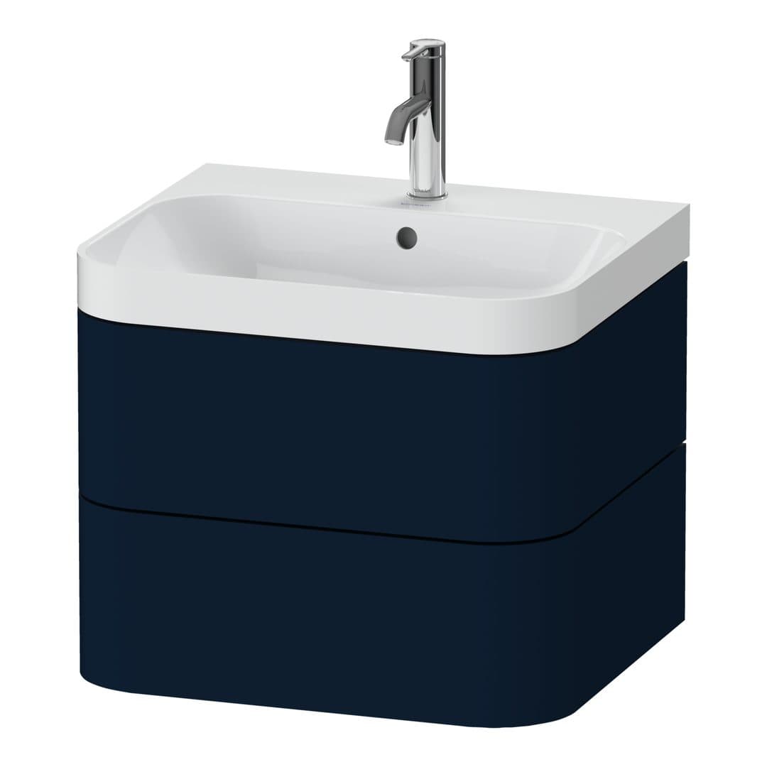 Duravit Happy D.2 – Έπιπλο Νιπτήρα – 575 mm, με νιπτήρα, 2 συρτάρια, νιπτήρας κέντρο, έκδοση O, μοντέλο HP4345 – Night blue Satin Matt, Lacquer (HP4345O9898)