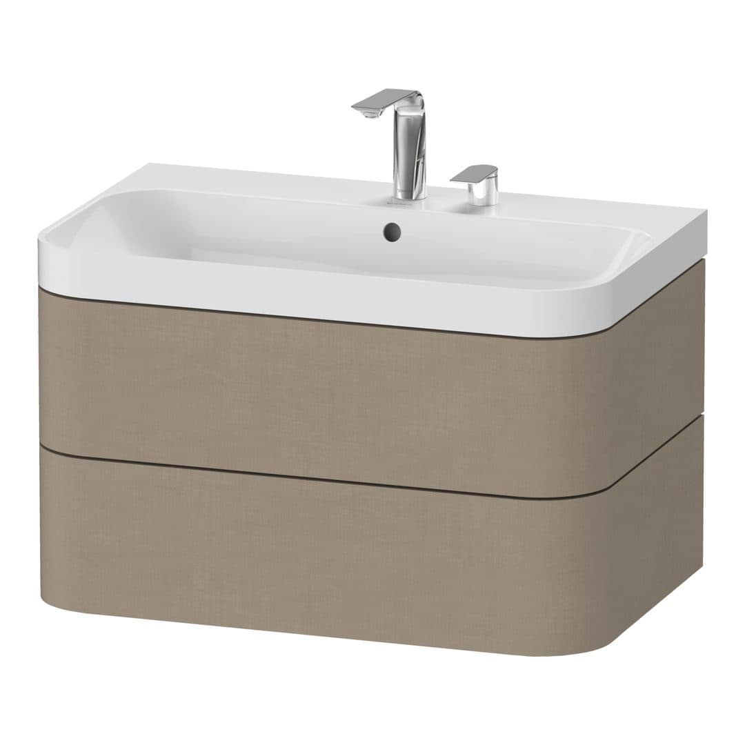 Duravit Happy D.2 – Έπιπλο Νιπτήρα – 775 mm, με νιπτήρα, 2 συρτάρια, νιπτήρας κέντρο, έκδοση E, μοντέλο HP4347 – Linen Matt, Decor (HP4347E7575)