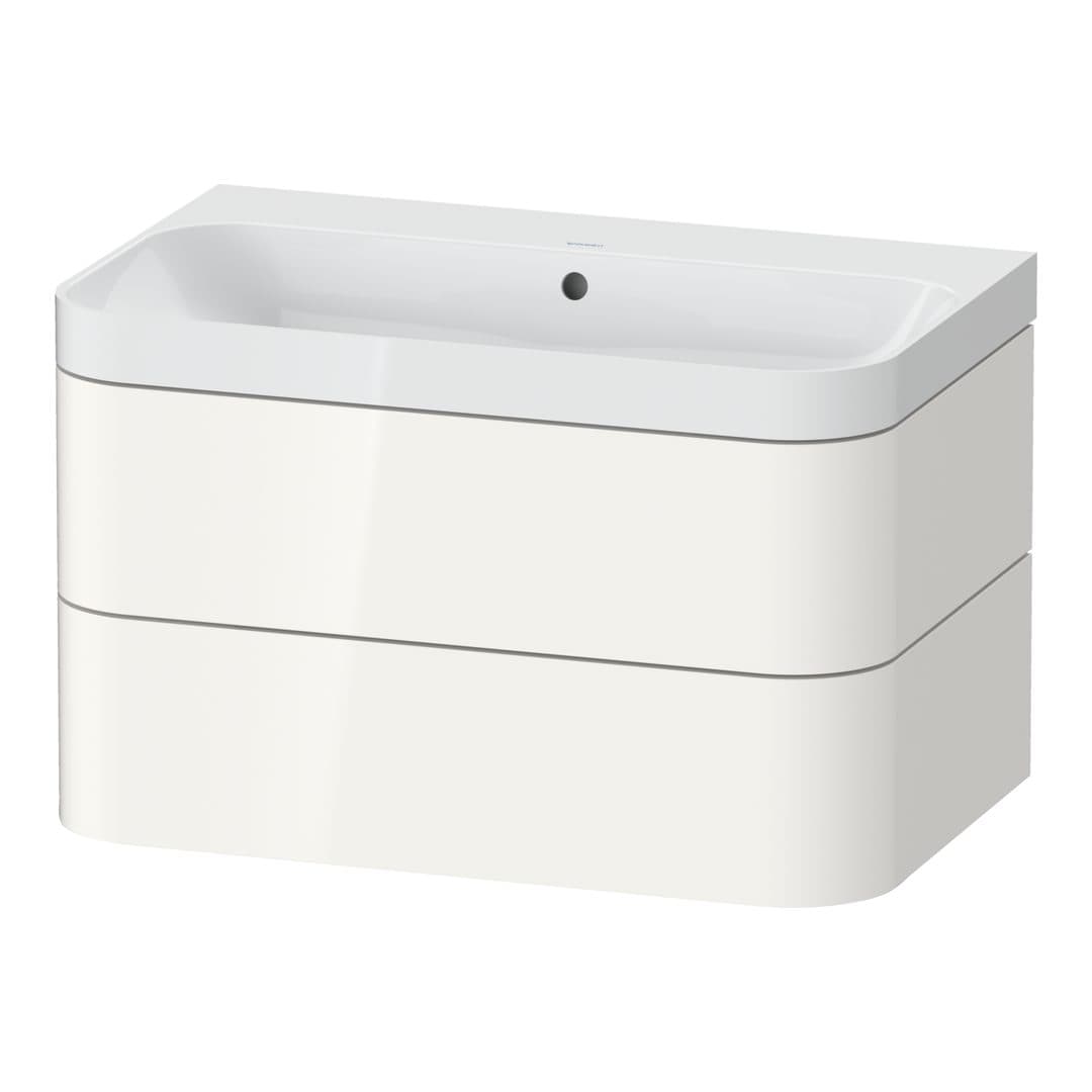Duravit Happy D.2 – Έπιπλο Νιπτήρα – 775 mm, με νιπτήρα, 2 συρτάρια, νιπτήρας κέντρο, έκδοση N, μοντέλο HP4347 – White High Gloss, Decor (HP4347N2222)