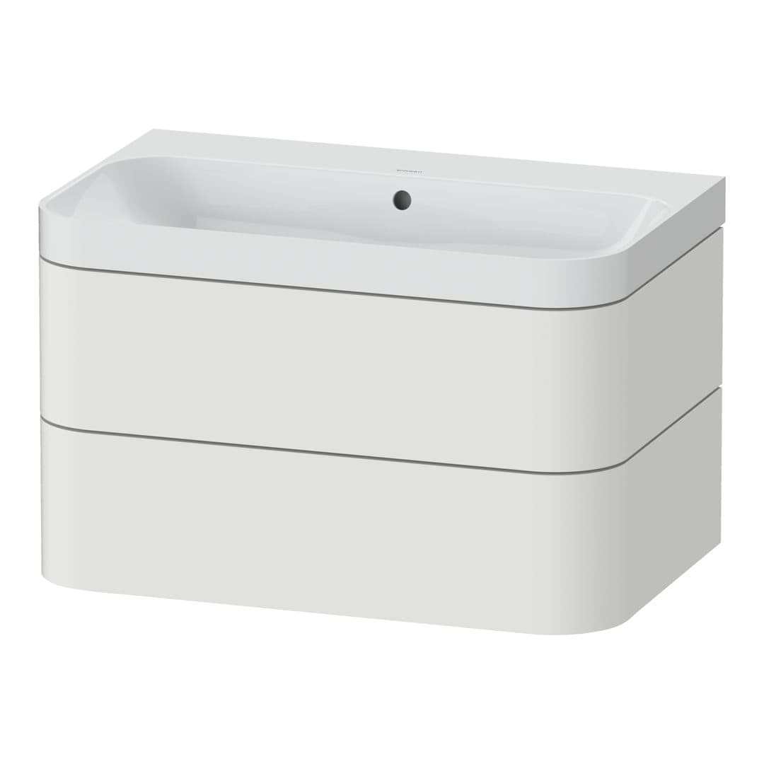 Duravit Happy D.2 – Έπιπλο Νιπτήρα – 775 mm, με νιπτήρα, 2 συρτάρια, νιπτήρας κέντρο, έκδοση N, μοντέλο HP4347 – Nordic white Satin Matt, Lacquer (HP4347N3939)
