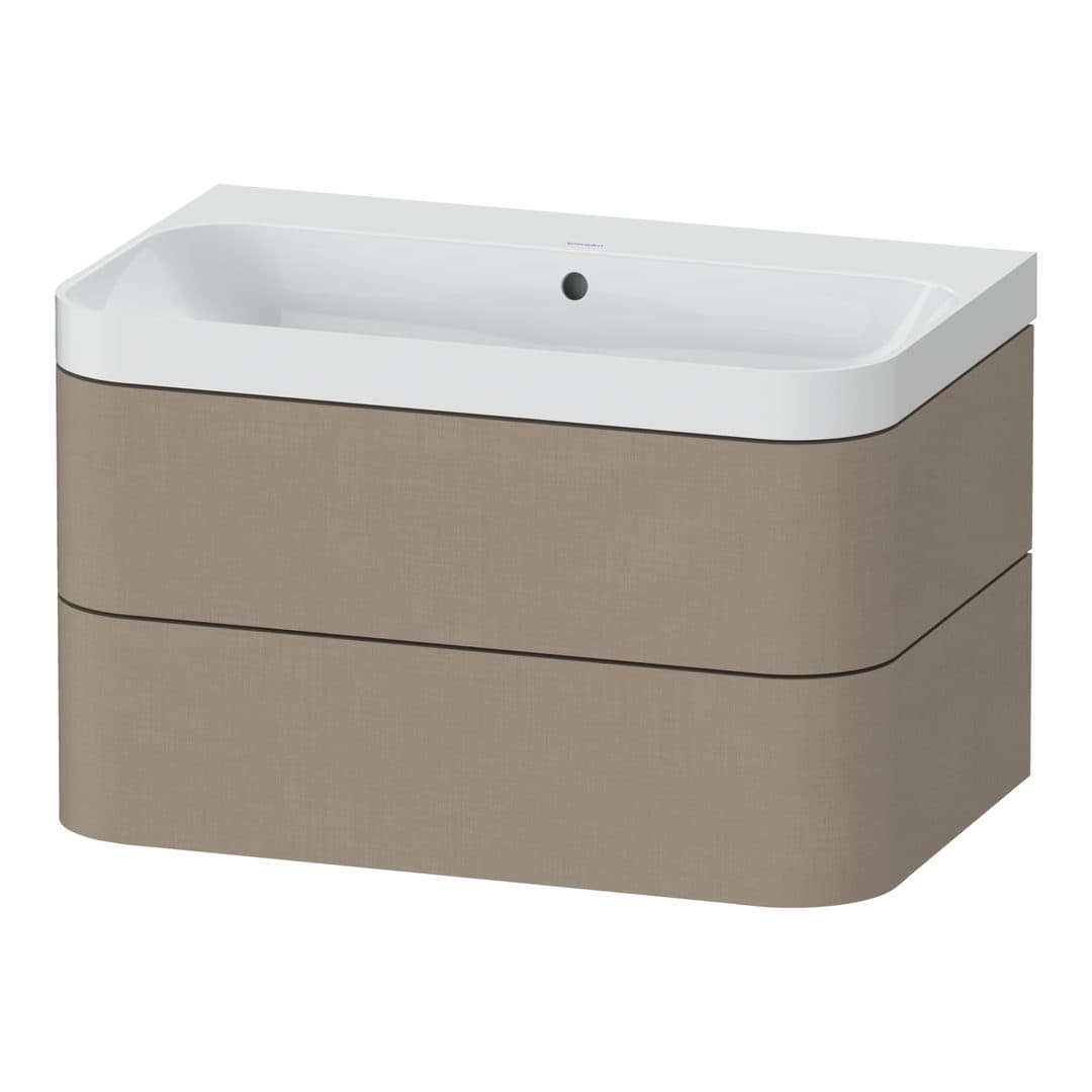 Duravit Happy D.2 – Έπιπλο Νιπτήρα – 775 mm, με νιπτήρα, 2 συρτάρια, νιπτήρας κέντρο, έκδοση N, μοντέλο HP4347 – Linen Matt, Decor (HP4347N7575)