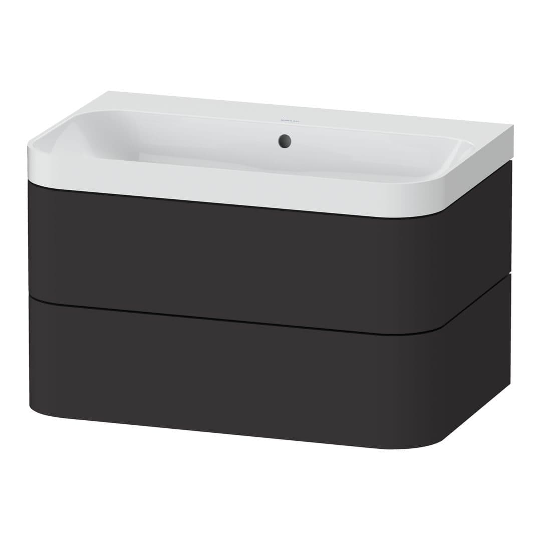 Duravit Happy D.2 – Έπιπλο Νιπτήρα – 775 mm, με νιπτήρα, 2 συρτάρια, νιπτήρας κέντρο, έκδοση N, μοντέλο HP4347 – Graphite Super Matt, Decor (HP4347N8080)