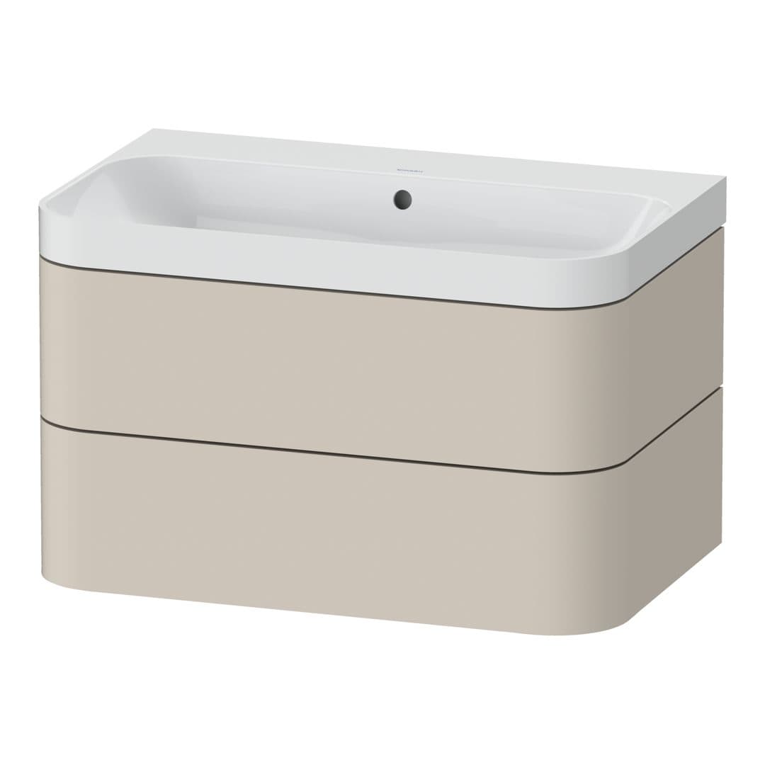 Duravit Happy D.2 – Έπιπλο Νιπτήρα – 775 mm, με νιπτήρα, 2 συρτάρια, νιπτήρας κέντρο, έκδοση N, μοντέλο HP4347 – Taupe Super Matt, Decor (HP4347N8383)