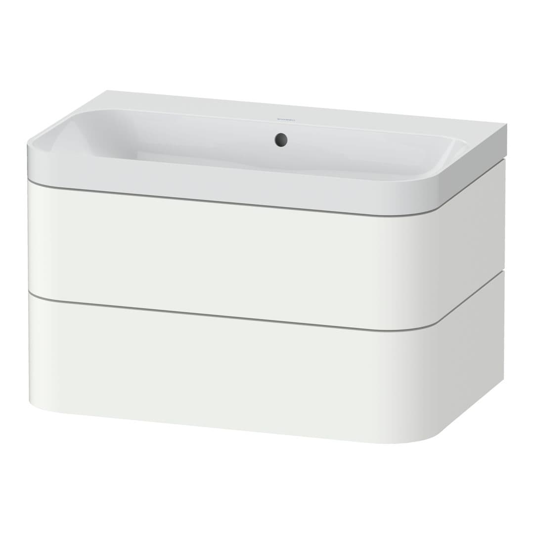 Duravit Happy D.2 – Έπιπλο Νιπτήρα – 775 mm, με νιπτήρα, 2 συρτάρια, νιπτήρας κέντρο, έκδοση N, μοντέλο HP4347 – White Super Matt, Decor (HP4347N8484)