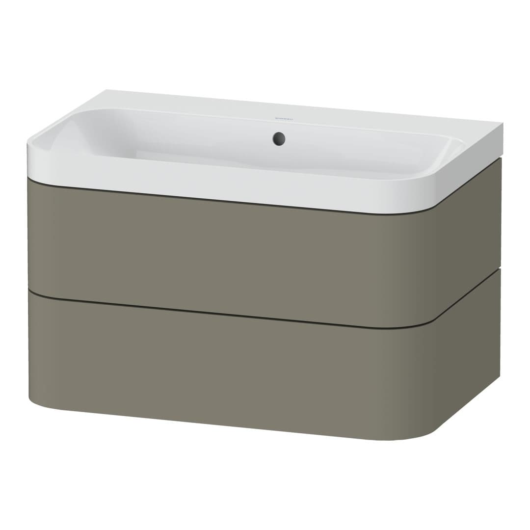 Duravit Happy D.2 – Έπιπλο Νιπτήρα – 775 mm, με νιπτήρα, 2 συρτάρια, νιπτήρας κέντρο, έκδοση N, μοντέλο HP4347 – Stone grey Satin Matt, Lacquer (HP4347N9292)