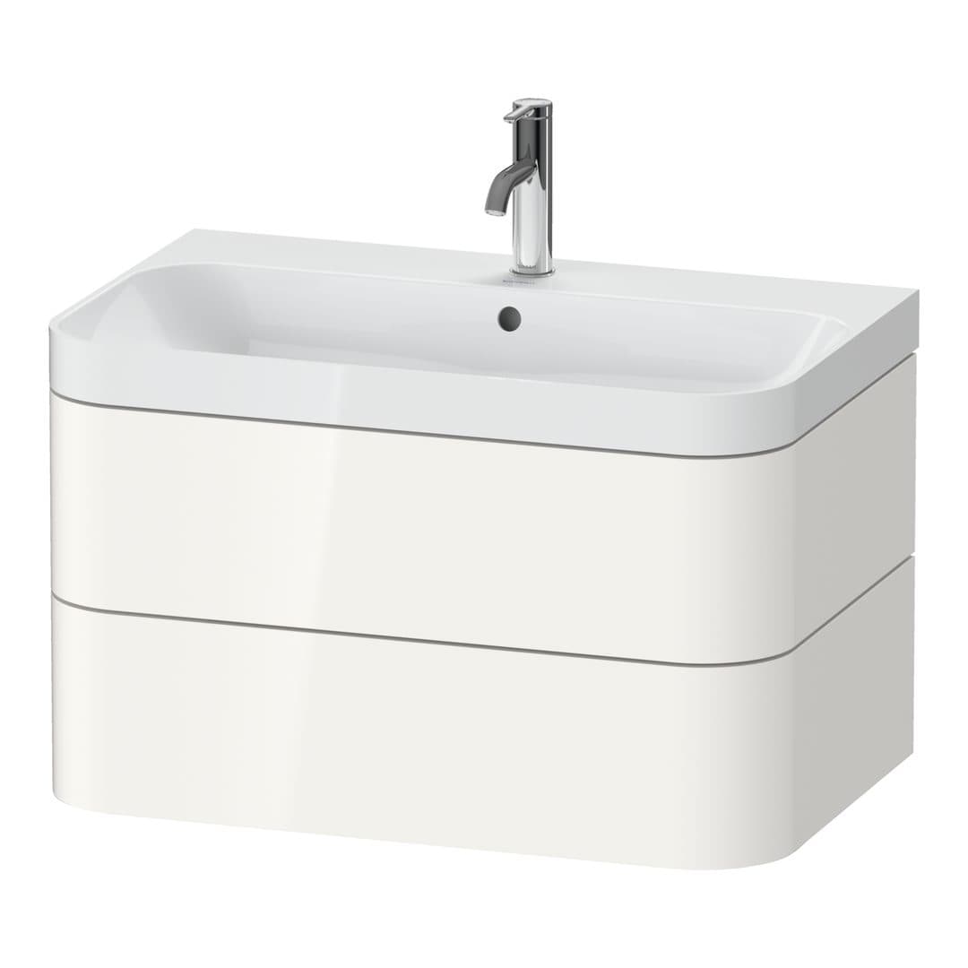 Duravit Happy D.2 – Έπιπλο Νιπτήρα – 775 mm, με νιπτήρα, 2 συρτάρια, νιπτήρας κέντρο, έκδοση O, μοντέλο HP4347 – White High Gloss, Decor (HP4347O2222)