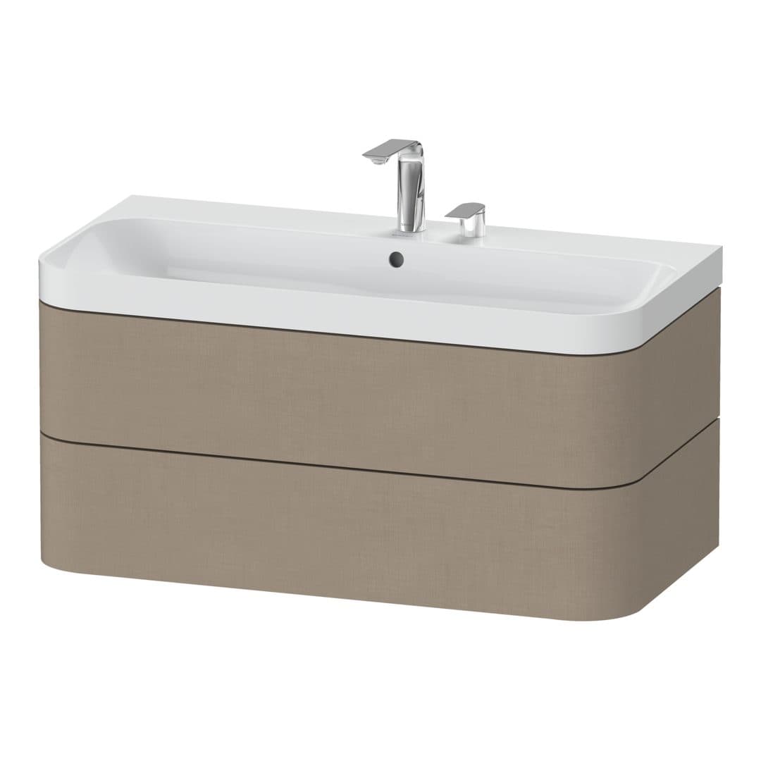 Duravit Happy D.2 – Έπιπλο Νιπτήρα – 975 mm, με νιπτήρα, 2 συρτάρια, νιπτήρας κέντρο, έκδοση E, μοντέλο HP4348 – Linen Matt, Decor (HP4348E7575)