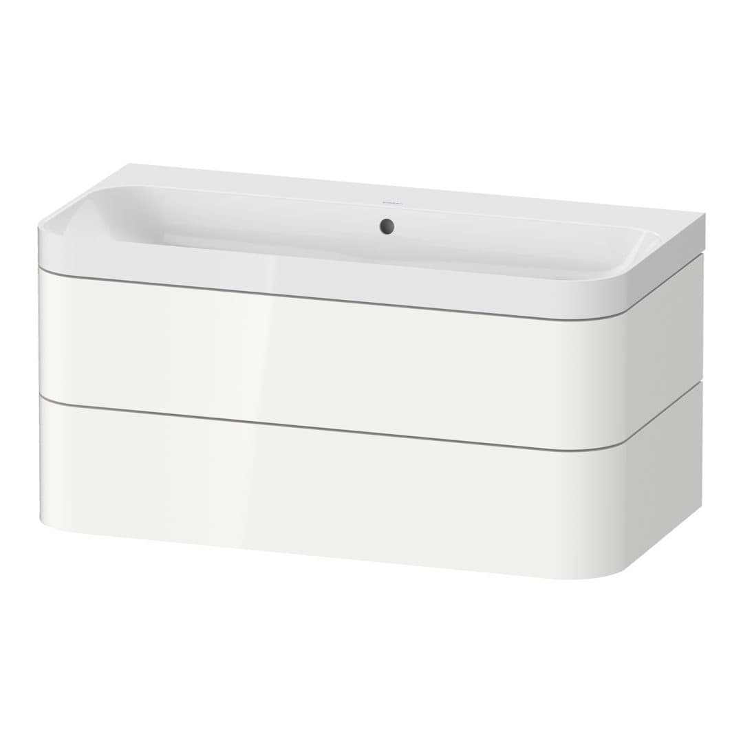 Duravit Happy D.2 – Έπιπλο Νιπτήρα – 975 mm, με νιπτήρα, 2 συρτάρια, νιπτήρας κέντρο, έκδοση N, μοντέλο HP4348 – White High Gloss, Decor (HP4348N2222)