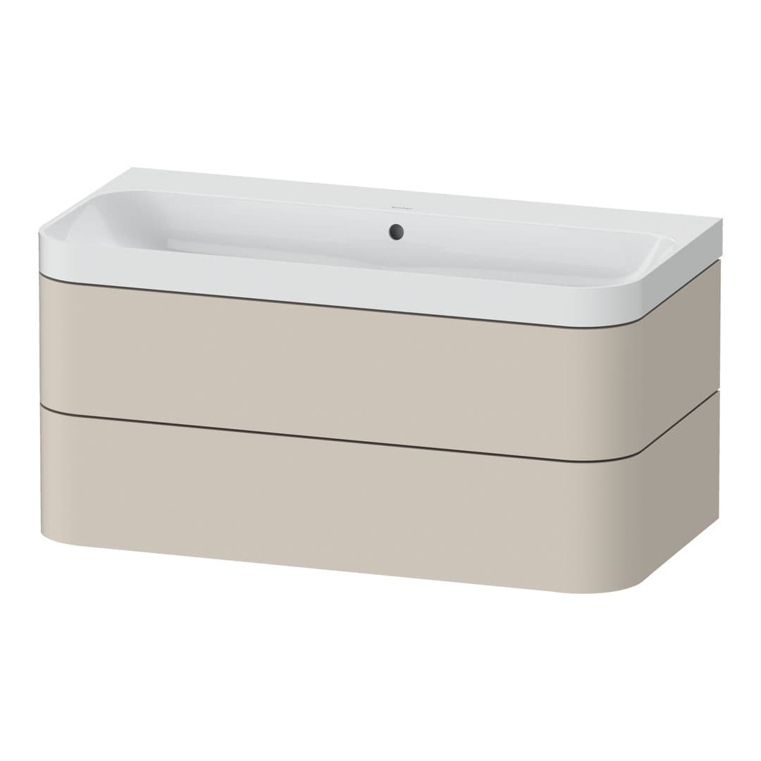 Duravit Happy D.2 – Έπιπλο Νιπτήρα – 975 mm, με νιπτήρα, 2 συρτάρια, νιπτήρας κέντρο, έκδοση N, μοντέλο HP4348 – Taupe Super Matt, Decor (HP4348N8383)