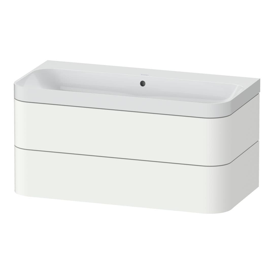 Duravit Happy D.2 – Έπιπλο Νιπτήρα – 975 mm, με νιπτήρα, 2 συρτάρια, νιπτήρας κέντρο, έκδοση N, μοντέλο HP4348 – White Super Matt, Decor (HP4348N8484)