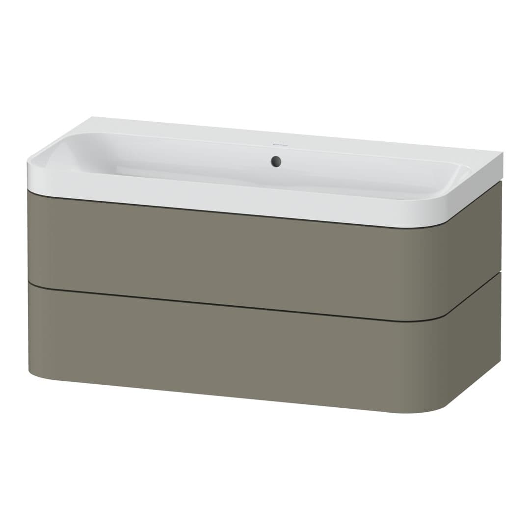 Duravit Happy D.2 – Έπιπλο Νιπτήρα – 975 mm, με νιπτήρα, 2 συρτάρια, νιπτήρας κέντρο, έκδοση N, μοντέλο HP4348 – Stone grey Satin Matt, Lacquer (HP4348N9292)