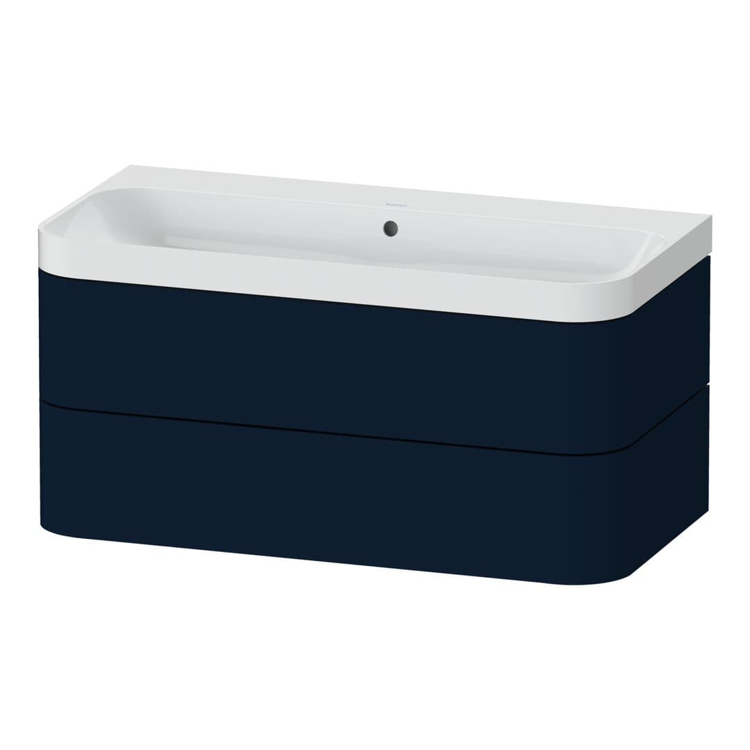 Duravit Happy D.2 – Έπιπλο Νιπτήρα – 975 mm, με νιπτήρα, 2 συρτάρια, νιπτήρας κέντρο, έκδοση N, μοντέλο HP4348 – Night blue Satin Matt, Lacquer (HP4348N9898)