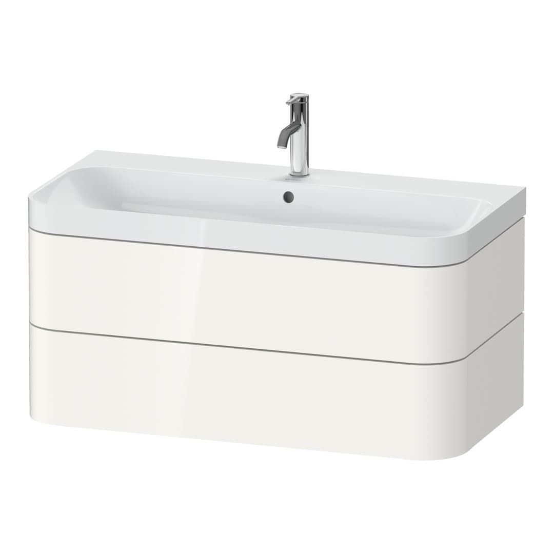 Duravit Happy D.2 – Έπιπλο Νιπτήρα – 975 mm, με νιπτήρα, 2 συρτάρια, νιπτήρας κέντρο, έκδοση O, μοντέλο HP4348 – White High Gloss, Decor (HP4348O2222)