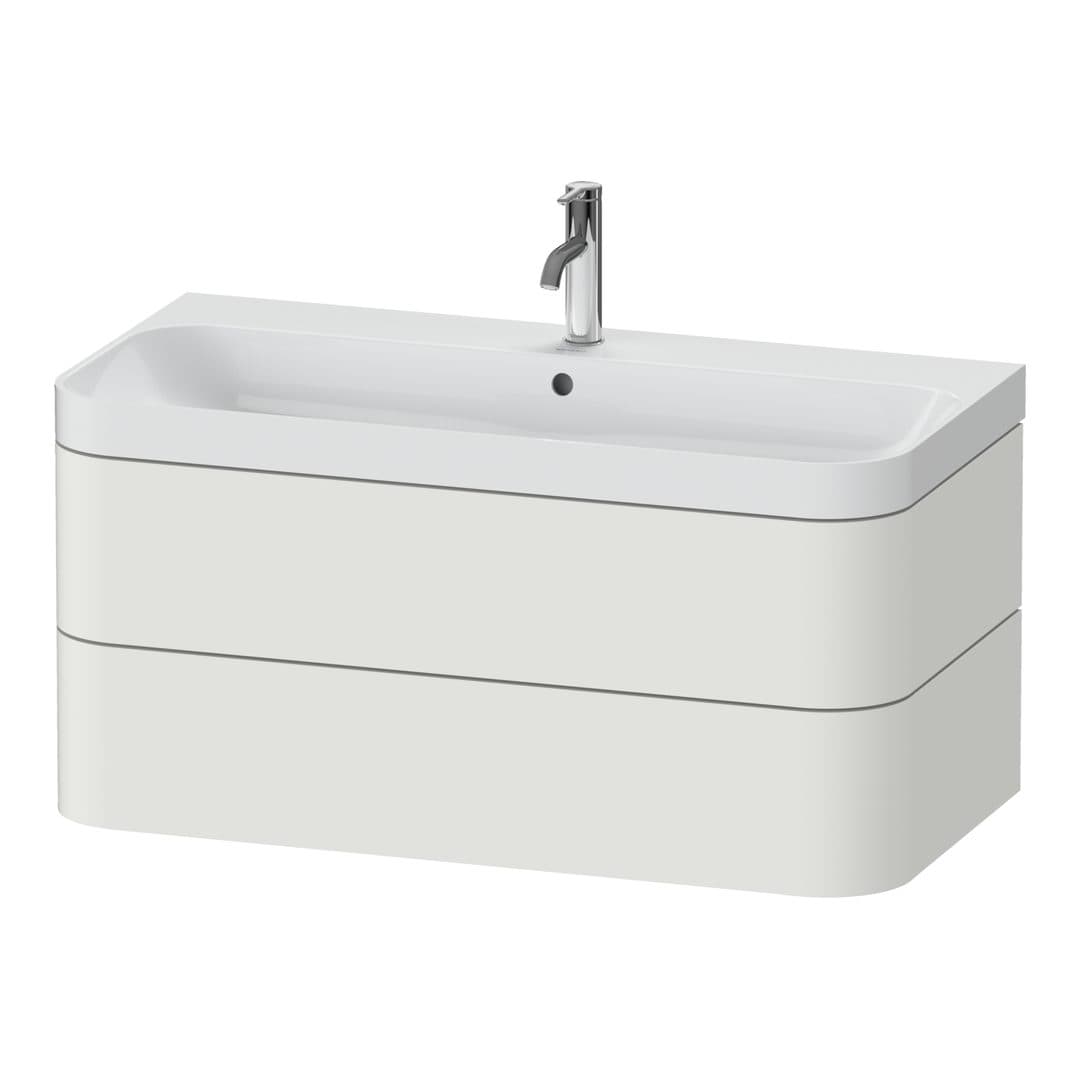 Duravit Happy D.2 – Έπιπλο Νιπτήρα – 975 mm, με νιπτήρα, 2 συρτάρια, νιπτήρας κέντρο, έκδοση O, μοντέλο HP4348 – Nordic white Satin Matt, Lacquer (HP4348O3939)