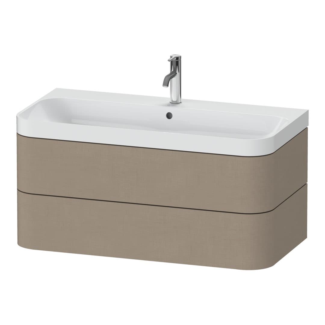 Duravit Happy D.2 – Έπιπλο Νιπτήρα – 975 mm, με νιπτήρα, 2 συρτάρια, νιπτήρας κέντρο, έκδοση O, μοντέλο HP4348 – Linen Matt, Decor (HP4348O7575)