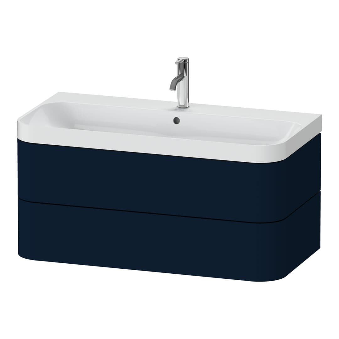 Duravit Happy D.2 – Έπιπλο Νιπτήρα – 975 mm, με νιπτήρα, 2 συρτάρια, νιπτήρας κέντρο, έκδοση O, μοντέλο HP4348 – Night blue Satin Matt, Lacquer (HP4348O9898)