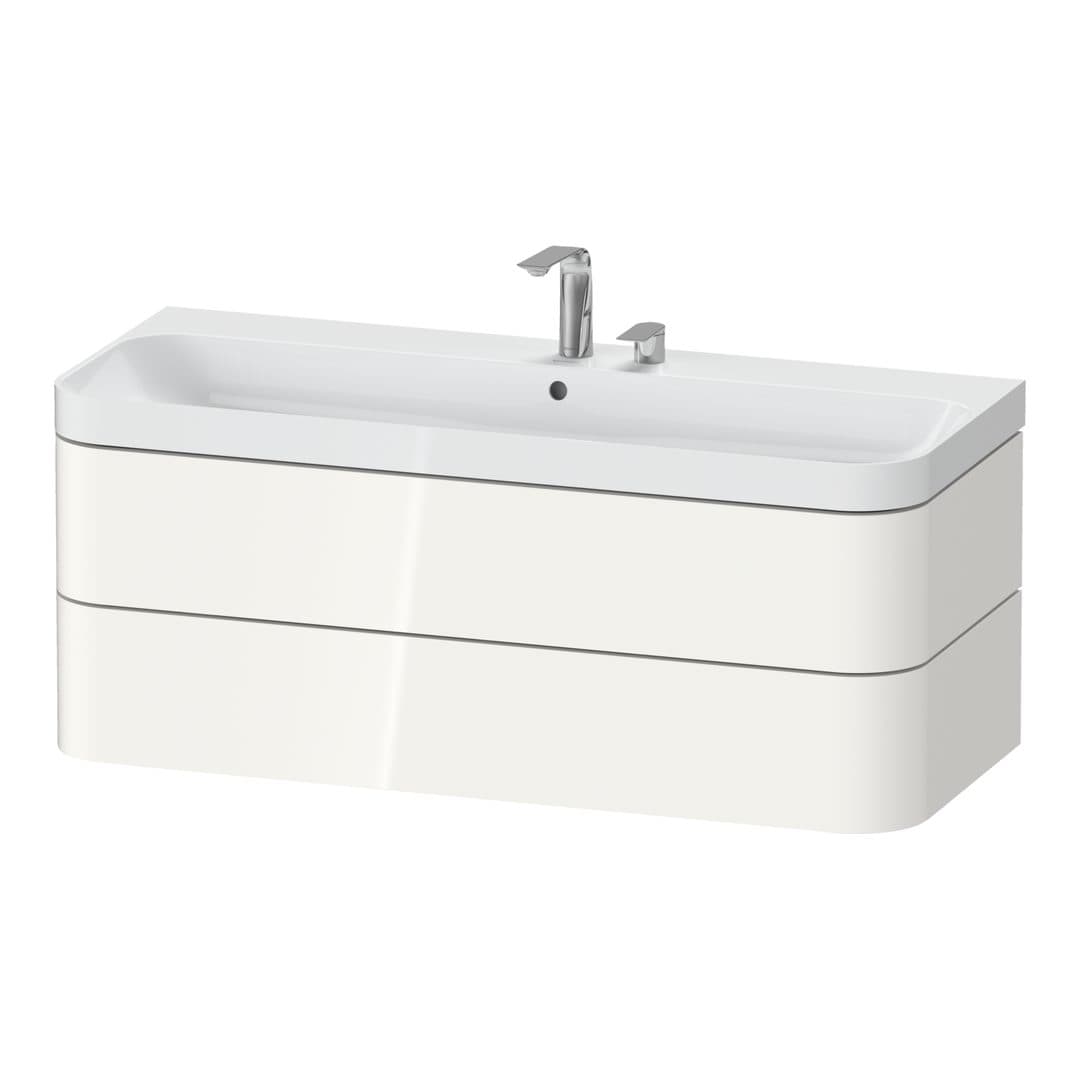 Duravit Happy D.2 – Έπιπλο Νιπτήρα – 1175 mm, με νιπτήρα, 2 συρτάρια, νιπτήρας κέντρο, έκδοση E, μοντέλο HP4349 – White High Gloss, Decor (HP4349E22220000)