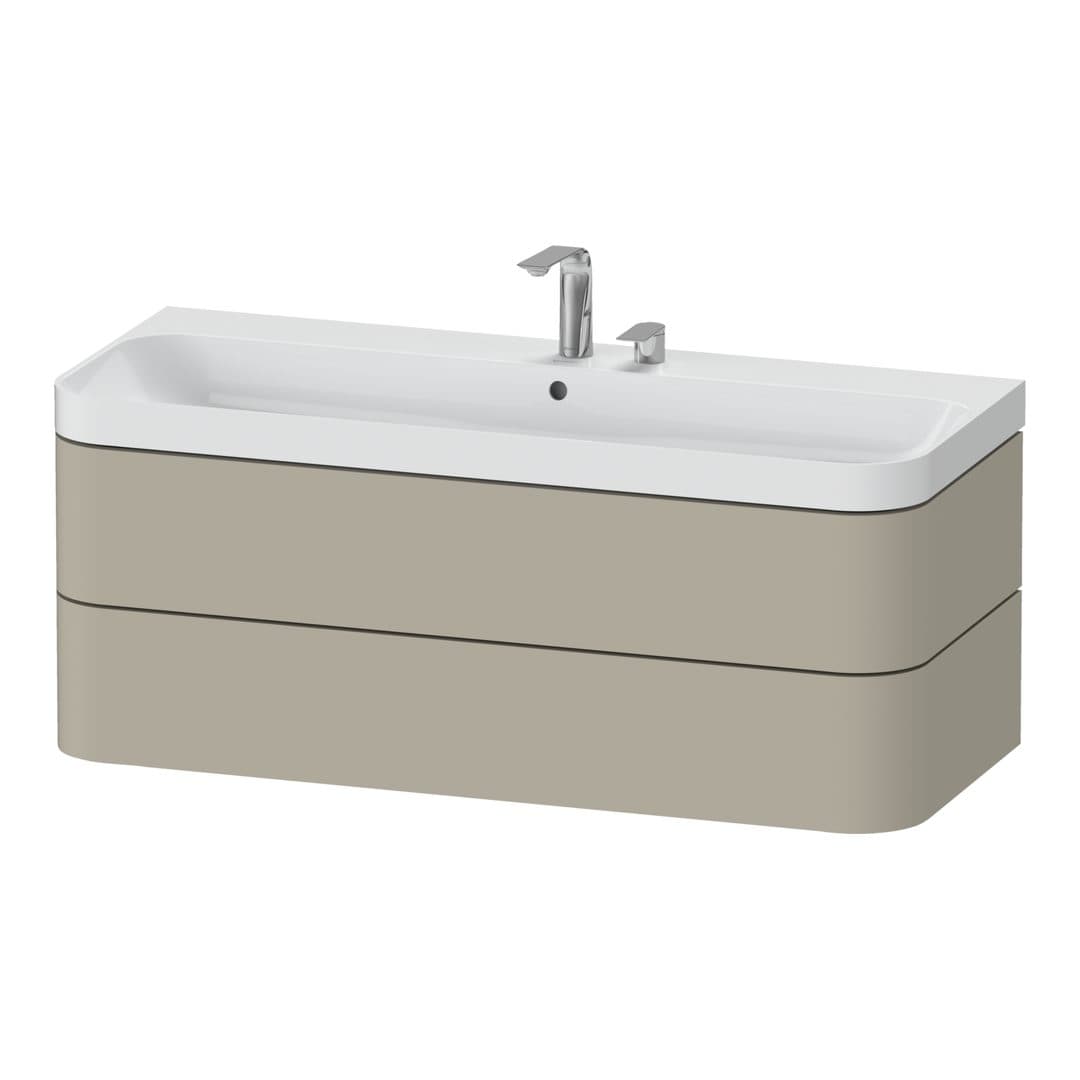 Duravit Happy D.2 – Έπιπλο Νιπτήρα – 1175 mm, με νιπτήρα, 2 συρτάρια, νιπτήρας κέντρο, έκδοση E, μοντέλο HP4349 – Taupe Satin Matt, Lacquer (HP4349E60600000)