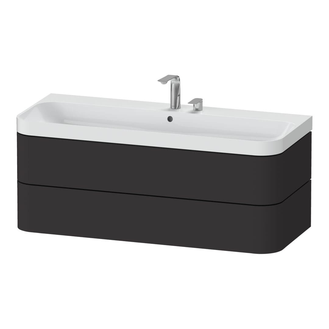 Duravit Happy D.2 – Έπιπλο Νιπτήρα – 1175 mm, με νιπτήρα, 2 συρτάρια, νιπτήρας κέντρο, έκδοση E, μοντέλο HP4349 – Graphite Super Matt, Decor (HP4349E80800000)