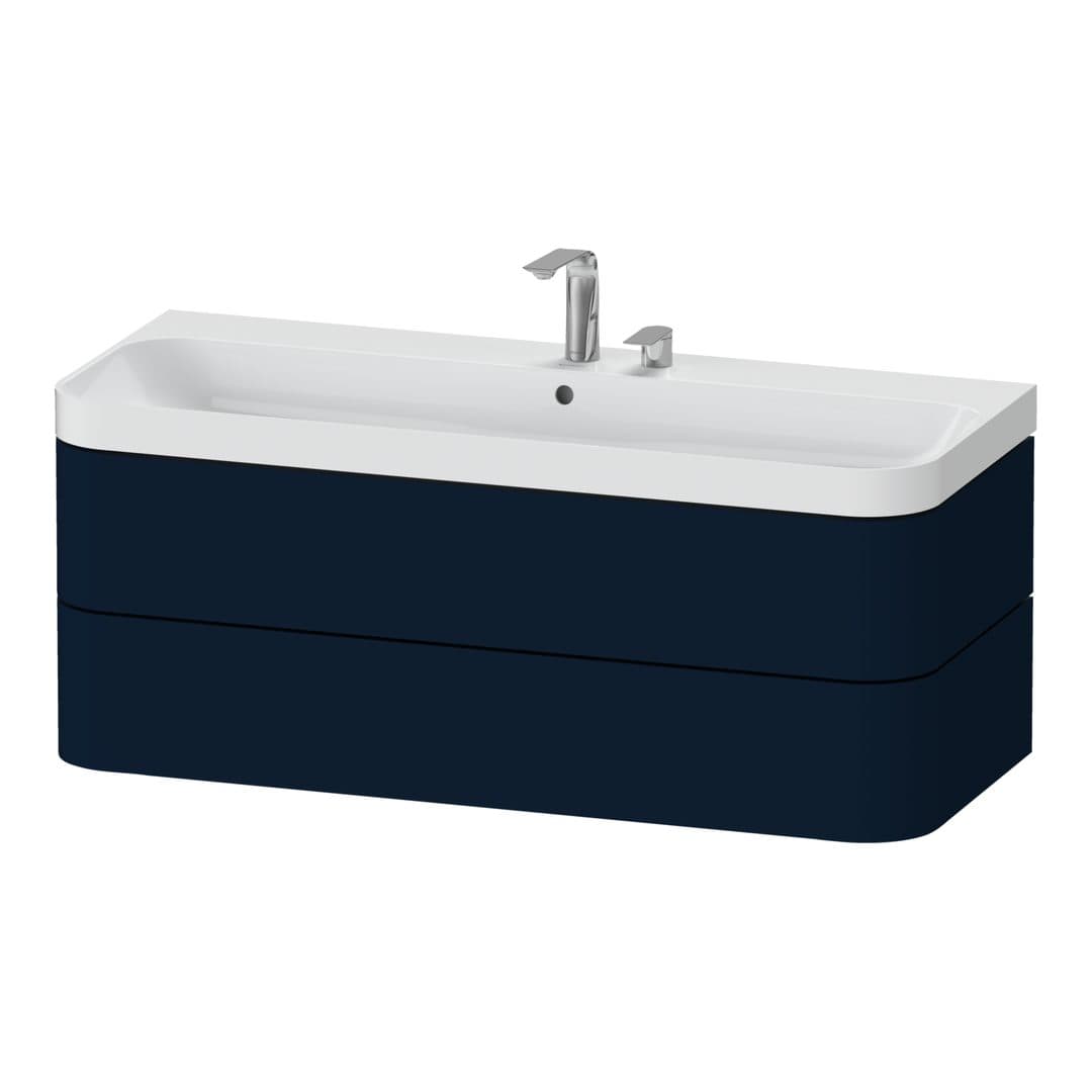 Duravit Happy D.2 – Έπιπλο Νιπτήρα – 1175 mm, με νιπτήρα, 2 συρτάρια, νιπτήρας κέντρο, έκδοση E, μοντέλο HP4349 – Night blue Satin Matt, Lacquer (HP4349E98980000)