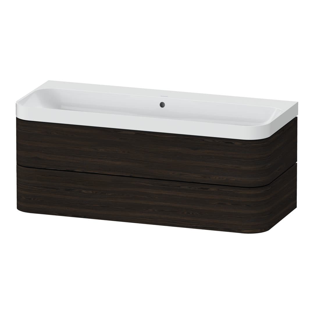Duravit Happy D.2 – Έπιπλο Νιπτήρα – 1175 mm, με νιπτήρα, 2 συρτάρια, νιπτήρας κέντρο, έκδοση N, μοντέλο HP4349 – Brushed walnut Matt, Real wood veneer (HP4349N69690000)