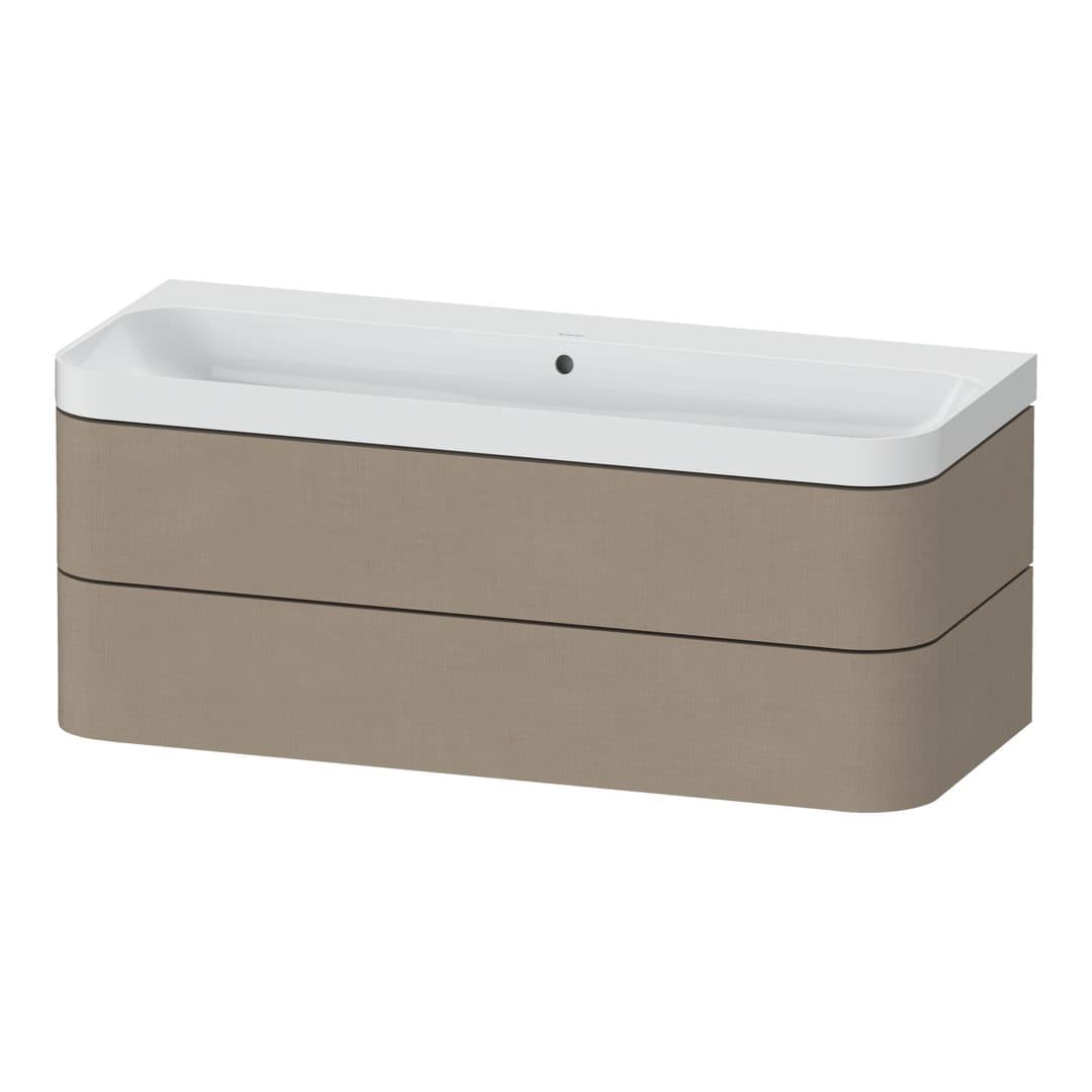 Duravit Happy D.2 – Έπιπλο Νιπτήρα – 1175 mm, με νιπτήρα, 2 συρτάρια, νιπτήρας κέντρο, έκδοση N, μοντέλο HP4349 – Linen Matt, Decor (HP4349N75750000)