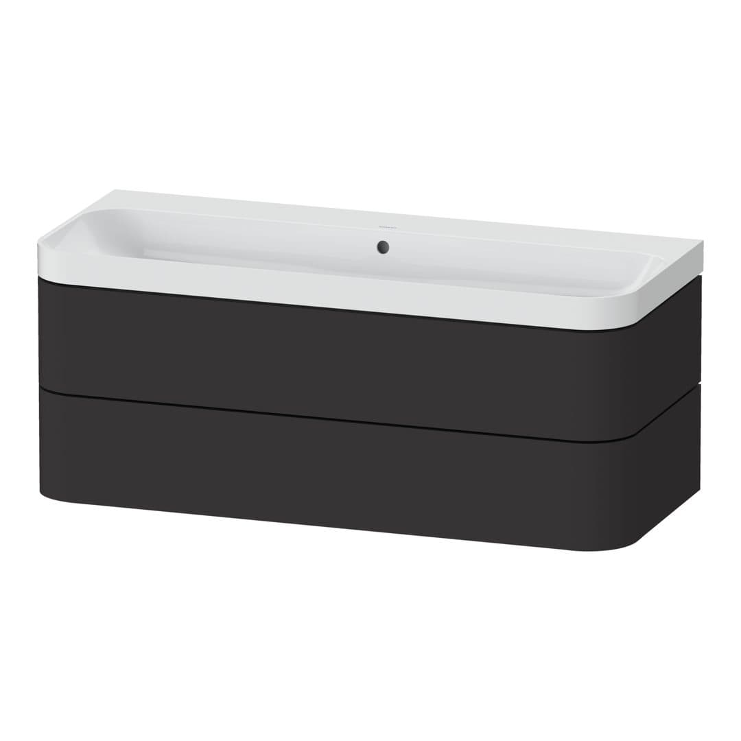 Duravit Happy D.2 – Έπιπλο Νιπτήρα – 1175 mm, με νιπτήρα, 2 συρτάρια, νιπτήρας κέντρο, έκδοση N, μοντέλο HP4349 – Graphite Super Matt, Decor (HP4349N80800000)