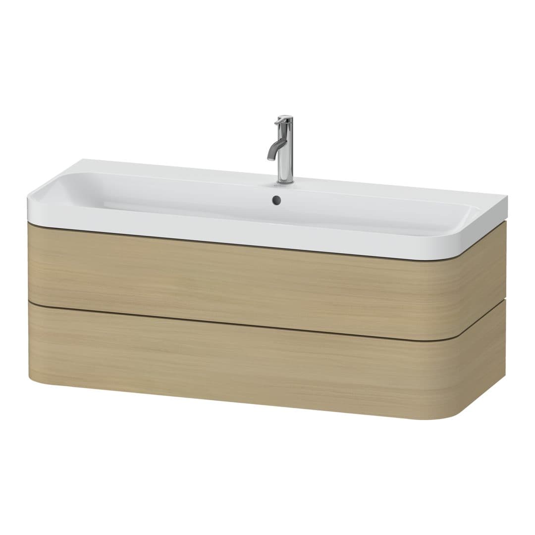 Duravit Happy D.2 – Έπιπλο Νιπτήρα – 1175 mm, με νιπτήρα, 2 συρτάρια, νιπτήρας κέντρο, έκδοση O, μοντέλο HP4349 – Mediterranean oak Matt, Real wood veneer (HP4349O71710000)