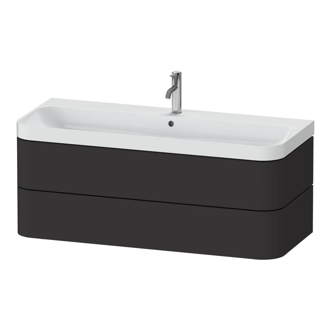 Duravit Happy D.2 – Έπιπλο Νιπτήρα – 1175 mm, με νιπτήρα, 2 συρτάρια, νιπτήρας κέντρο, έκδοση O, μοντέλο HP4349 – Graphite Super Matt, Decor (HP4349O80800000)