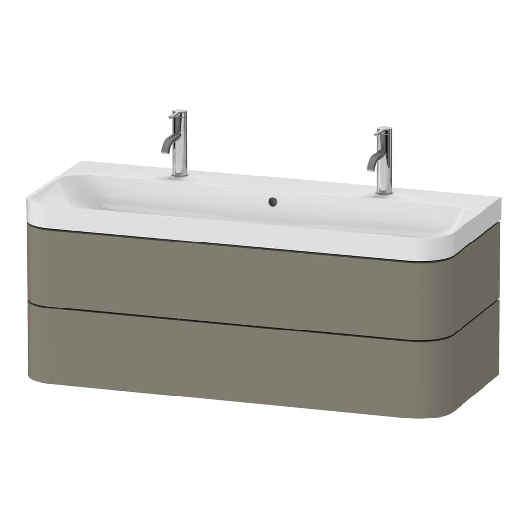 Duravit Happy D.2 – Έπιπλο Νιπτήρα – 1175 mm, με νιπτήρα, 2 συρτάρια, νιπτήρας κέντρο, έκδοση O, μοντέλο HP4379 – Stone grey Satin Matt, Lacquer (HP4379O92920000)