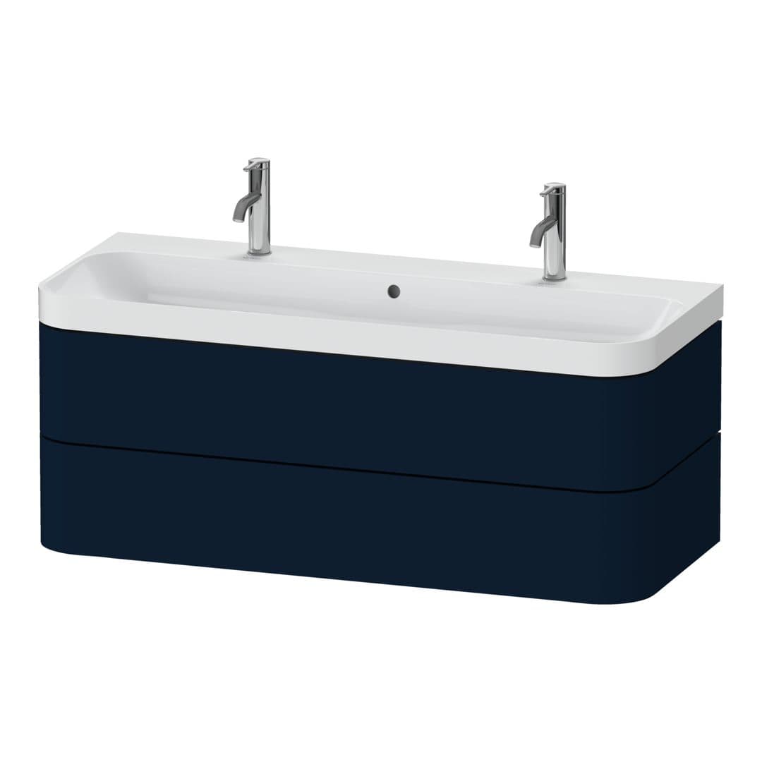 Duravit Happy D.2 – Έπιπλο Νιπτήρα – 1175 mm, με νιπτήρα, 2 συρτάρια, νιπτήρας κέντρο, έκδοση O, μοντέλο HP4379 – Night blue Satin Matt, Lacquer (HP4379O98980000)