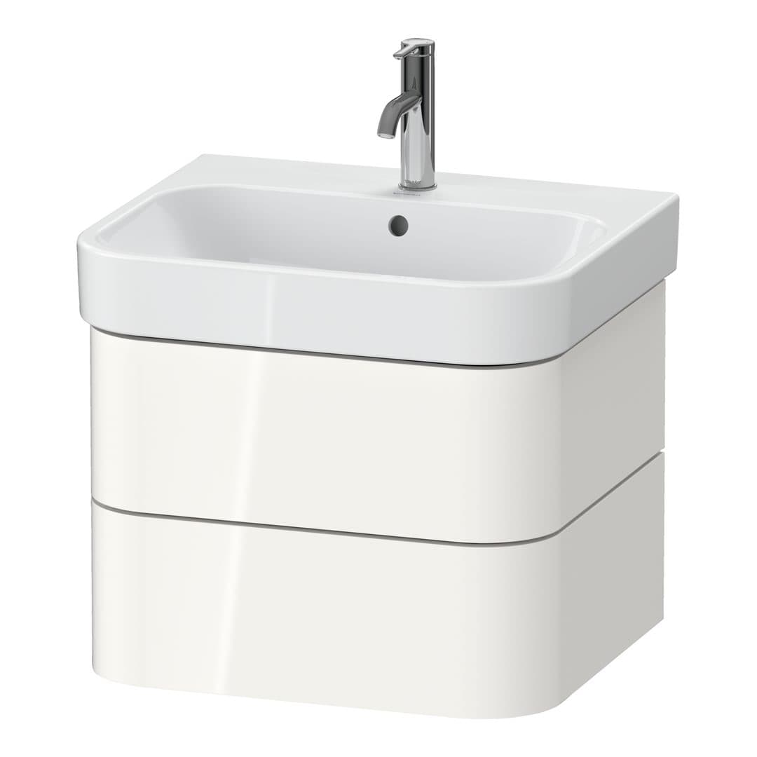 Duravit Happy D.2 – Έπιπλο Νιπτήρα – 575 mm, 2 συρτάρια, νιπτήρας κέντρο – White High Gloss, Decor (HP4385022220000)