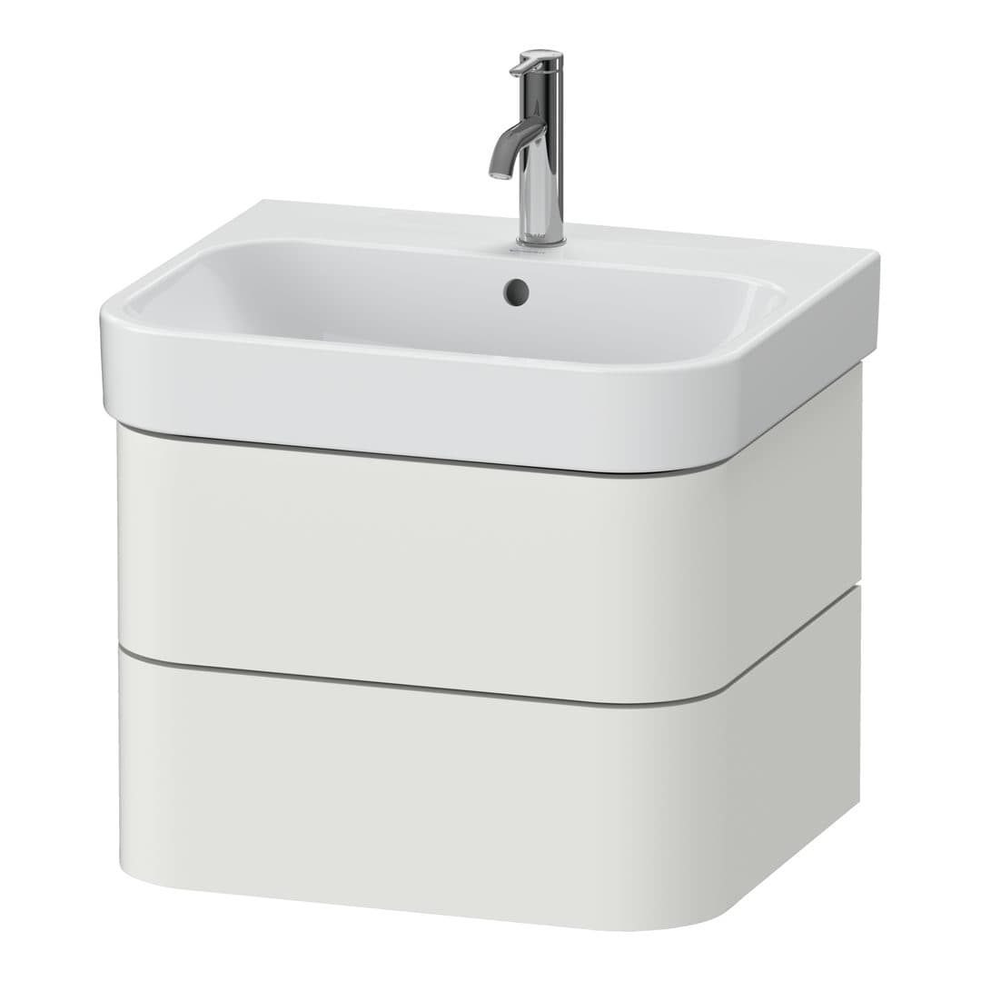Duravit Happy D.2 – Έπιπλο Νιπτήρα – 575 mm, 2 συρτάρια, νιπτήρας κέντρο – Nordic white Satin Matt, Lacquer (HP4385039390000)