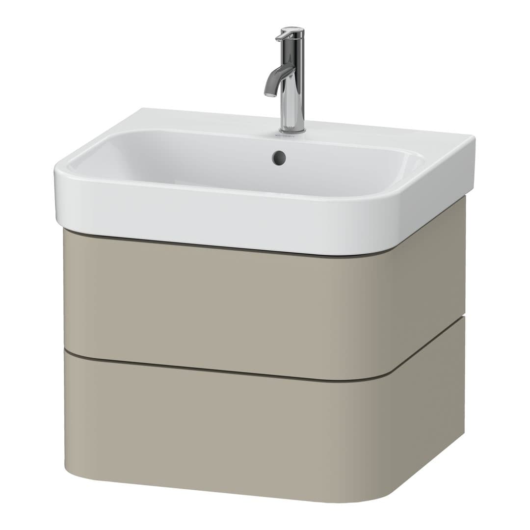 Duravit Happy D.2 – Έπιπλο Νιπτήρα – 575 mm, 2 συρτάρια, νιπτήρας κέντρο – Taupe Satin Matt, Lacquer (HP4385060600000)