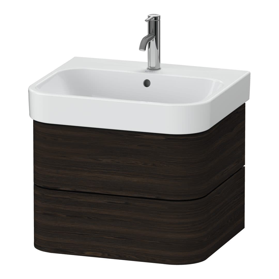 Duravit Happy D.2 – Έπιπλο Νιπτήρα – 575 mm, 2 συρτάρια, νιπτήρας κέντρο – Brushed walnut Matt, Real wood veneer (HP4385069690000)