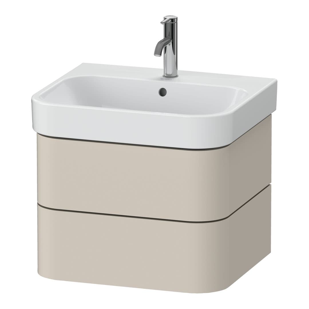 Duravit Happy D.2 – Έπιπλο Νιπτήρα – 575 mm, 2 συρτάρια, νιπτήρας κέντρο – Taupe Super Matt, Decor (HP4385083830000)