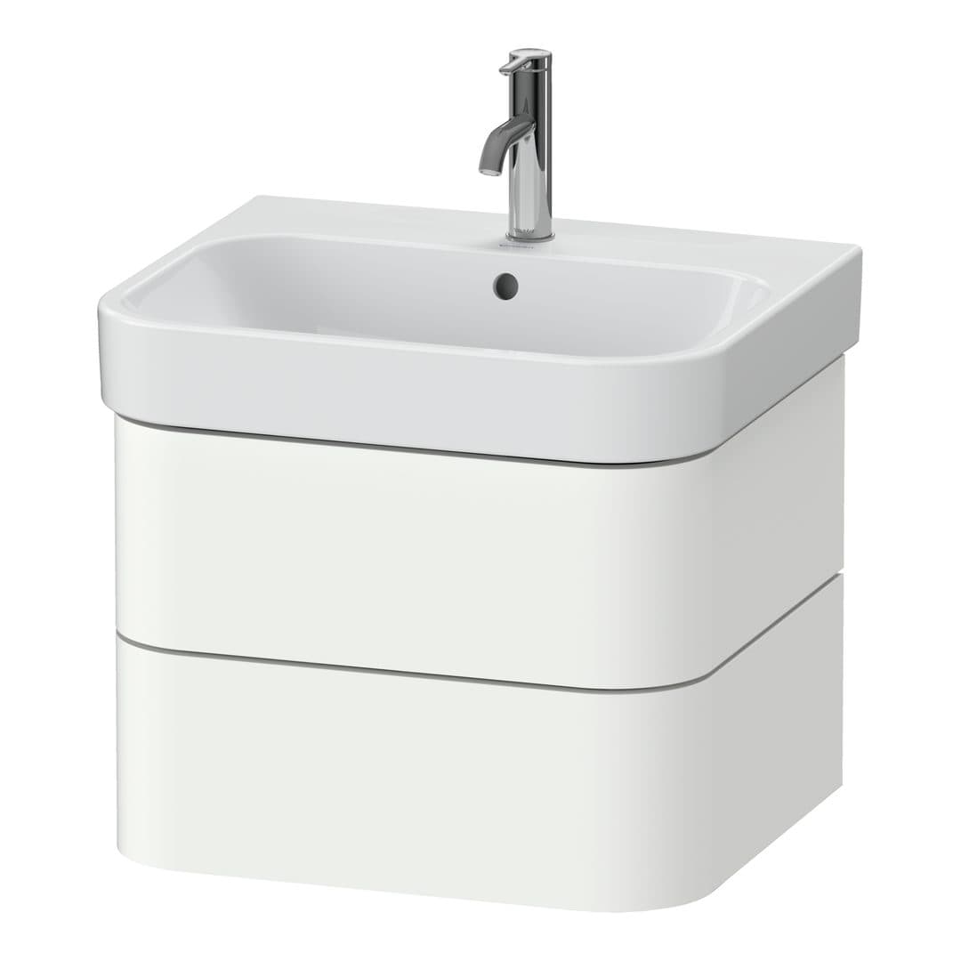 Duravit Happy D.2 – Έπιπλο Νιπτήρα – 575 mm, 2 συρτάρια, νιπτήρας κέντρο – White Super Matt, Decor (HP4385084840000)