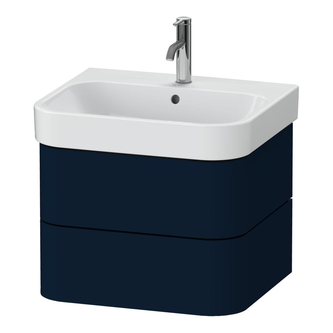 Duravit Happy D.2 – Έπιπλο Νιπτήρα – 575 mm, 2 συρτάρια, νιπτήρας κέντρο – Night blue Satin Matt, Lacquer (HP4385098980000)