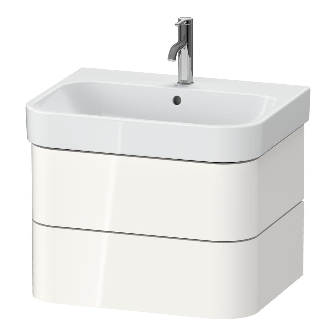 Duravit Happy D.2 – Έπιπλο Νιπτήρα – 625 mm, 2 συρτάρια, νιπτήρας κέντρο – White High Gloss, Decor (HP4386022220000)