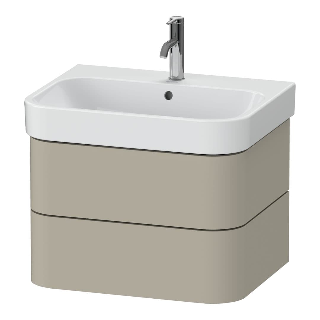 Duravit Happy D.2 – Έπιπλο Νιπτήρα – 625 mm, 2 συρτάρια, νιπτήρας κέντρο – Taupe Satin Matt, Lacquer (HP4386060600000)