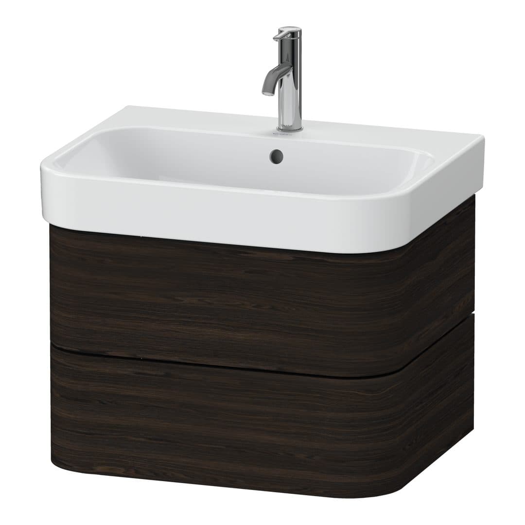 Duravit Happy D.2 – Έπιπλο Νιπτήρα – 625 mm, 2 συρτάρια, νιπτήρας κέντρο – Brushed walnut Matt, Real wood veneer (HP4386069690000)