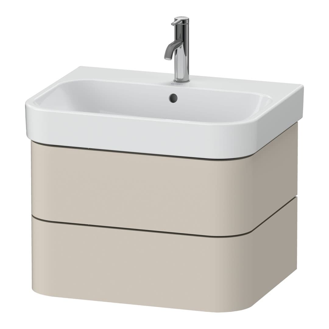Duravit Happy D.2 – Έπιπλο Νιπτήρα – 625 mm, 2 συρτάρια, νιπτήρας κέντρο – Taupe Super Matt, Decor (HP4386083830000)