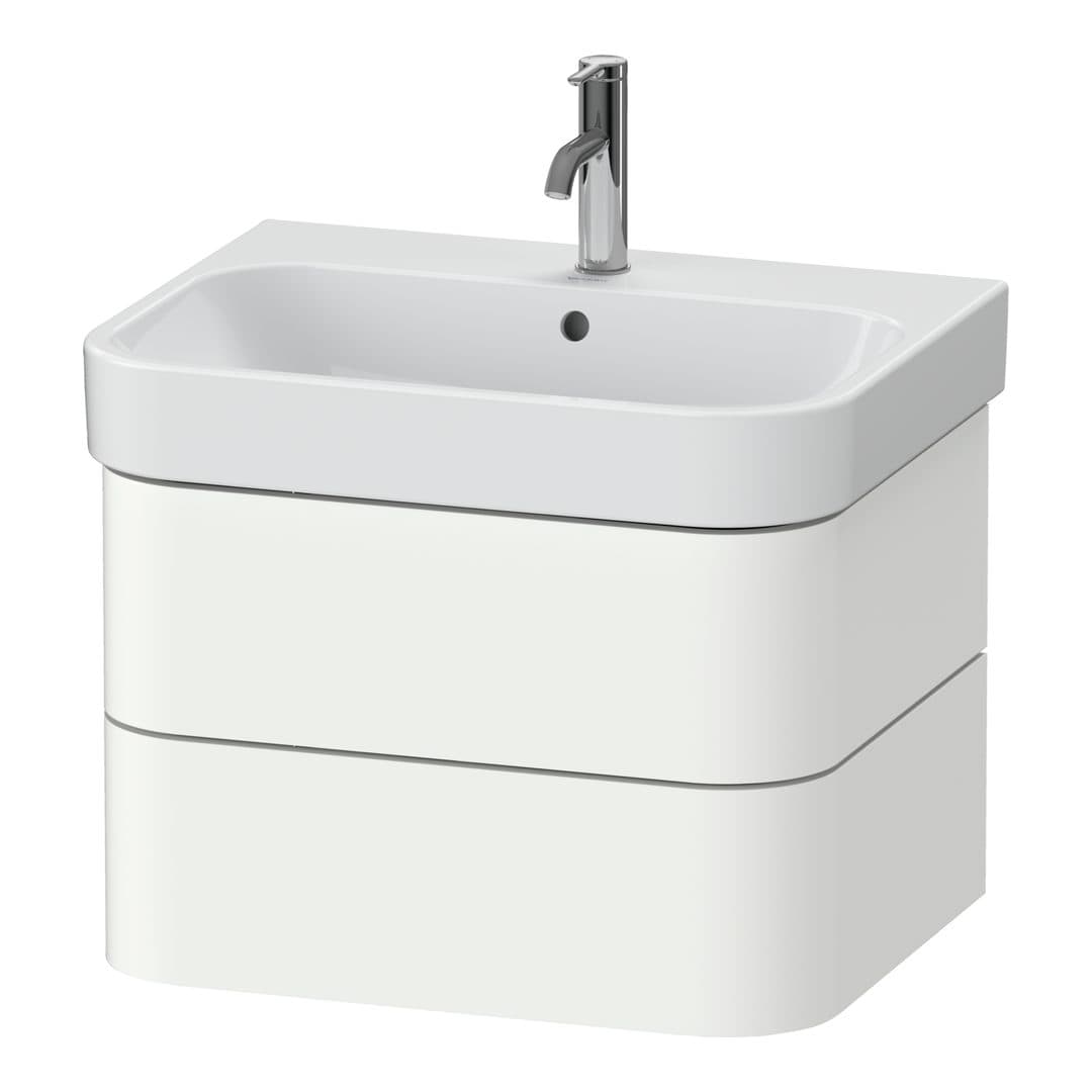 Duravit Happy D.2 – Έπιπλο Νιπτήρα – 625 mm, 2 συρτάρια, νιπτήρας κέντρο – White Super Matt, Decor (HP4386084840000)
