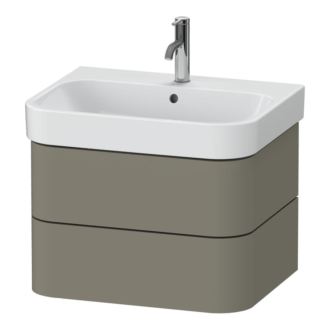 Duravit Happy D.2 – Έπιπλο Νιπτήρα – 625 mm, 2 συρτάρια, νιπτήρας κέντρο – Stone grey Satin Matt, Lacquer (HP4386092920000)