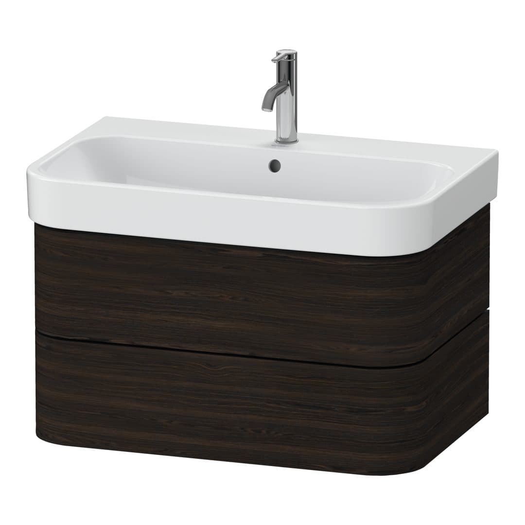 Duravit Happy D.2 – Έπιπλο Νιπτήρα – 775 mm, 2 συρτάρια, νιπτήρας κέντρο – Brushed walnut Matt, Real wood veneer (HP4387069690000)