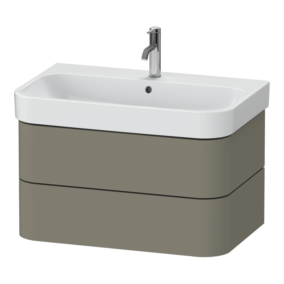 Duravit Happy D.2 – Έπιπλο Νιπτήρα – 775 mm, 2 συρτάρια, νιπτήρας κέντρο – Stone grey Satin Matt, Lacquer (HP4387092920000)