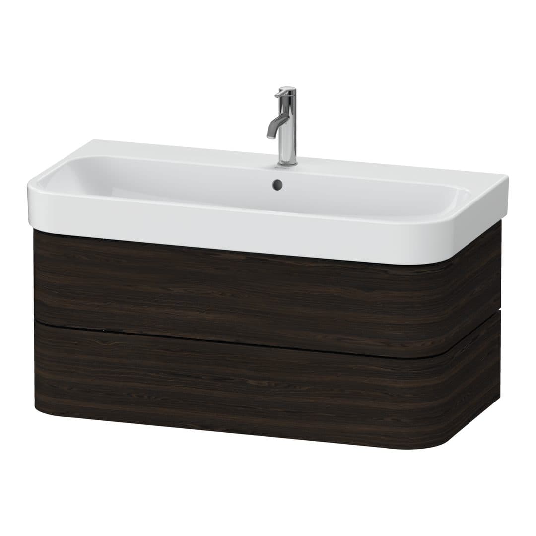Duravit Happy D.2 – Έπιπλο Νιπτήρα – 975 mm, 2 συρτάρια, νιπτήρας κέντρο – Brushed walnut Matt, Real wood veneer (HP4388069690000)