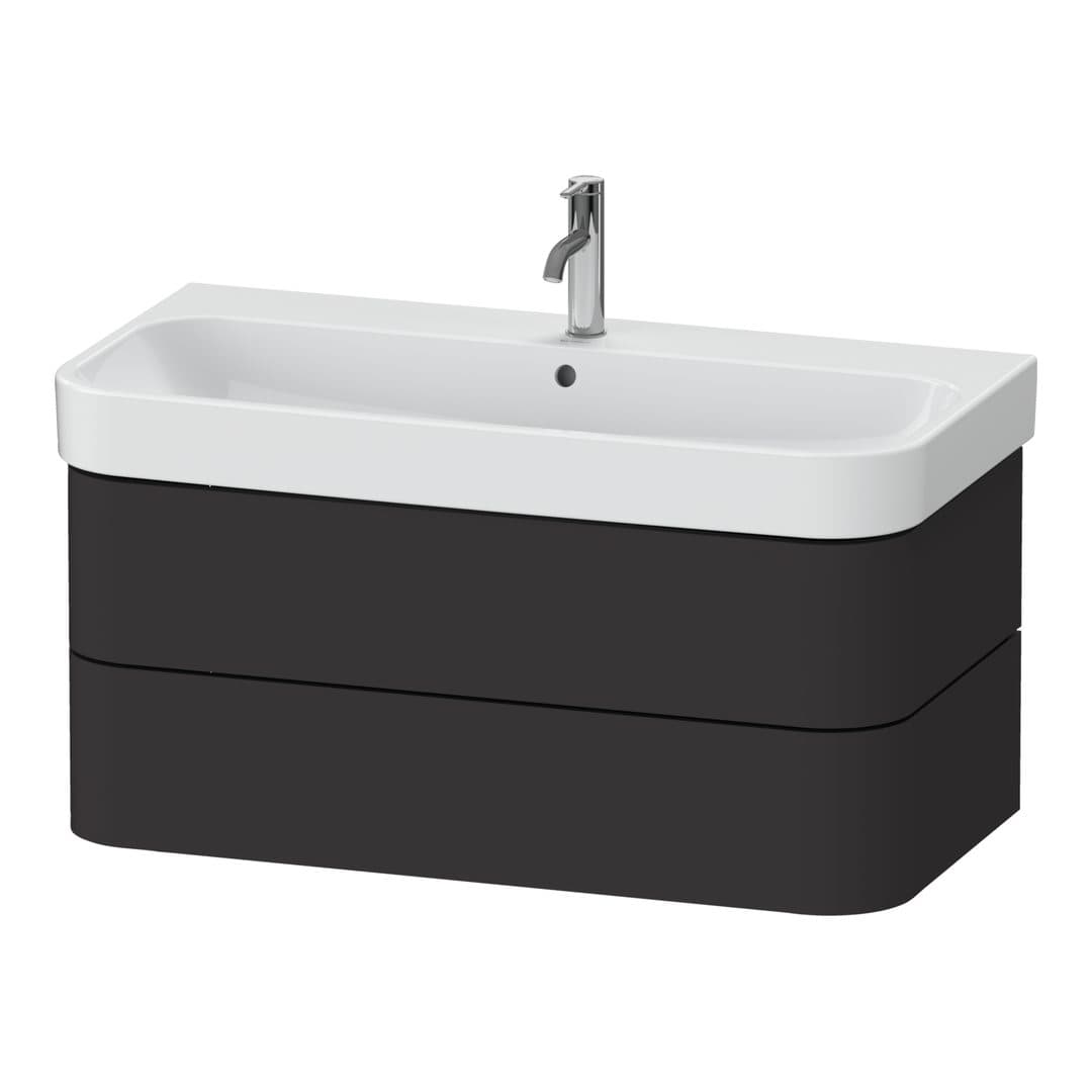 Duravit Happy D.2 – Έπιπλο Νιπτήρα – 975 mm, 2 συρτάρια, νιπτήρας κέντρο – Graphite Super Matt, Decor (HP4388080800000)
