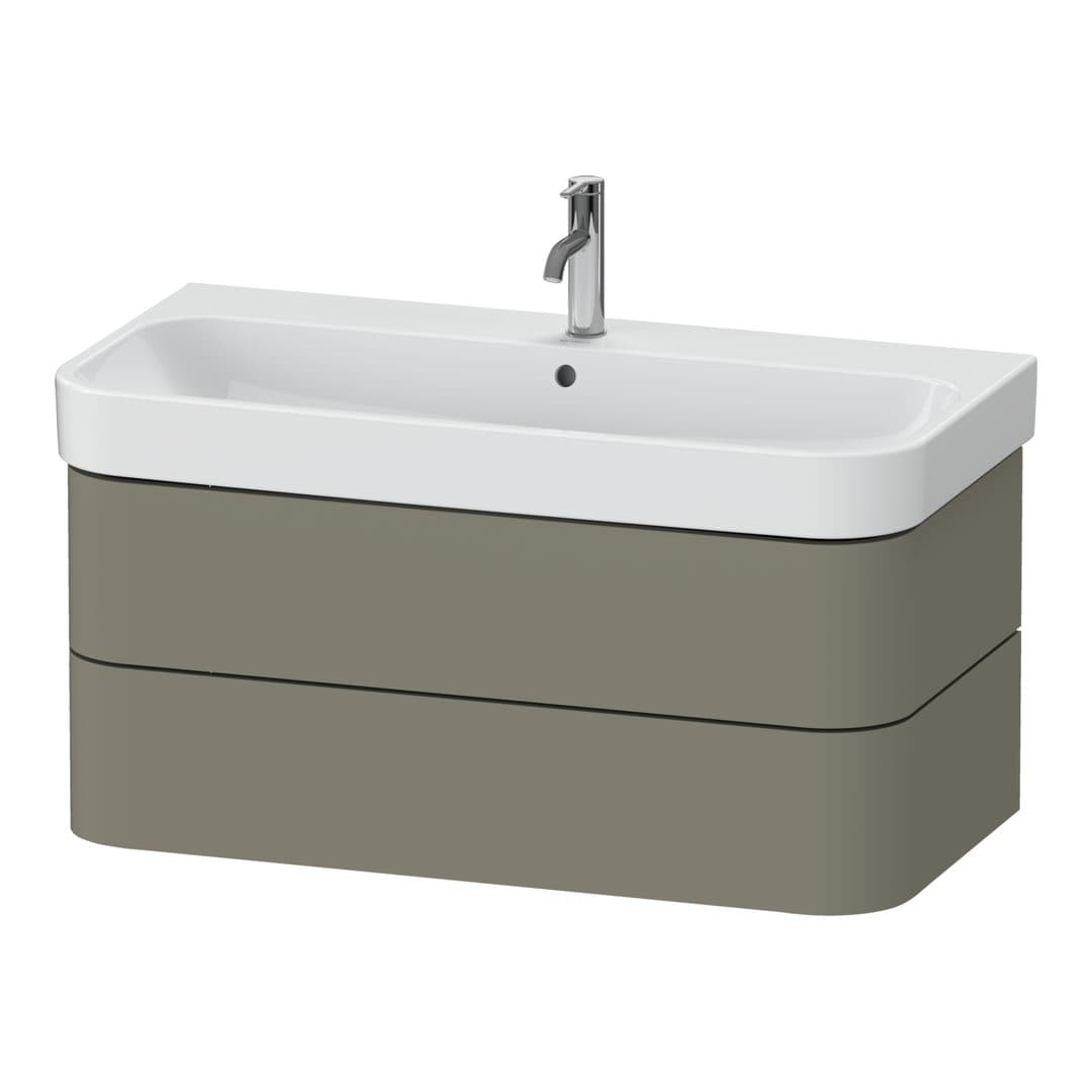 Duravit Happy D.2 – Έπιπλο Νιπτήρα – 975 mm, 2 συρτάρια, νιπτήρας κέντρο – Stone grey Satin Matt, Lacquer (HP4388092920000)